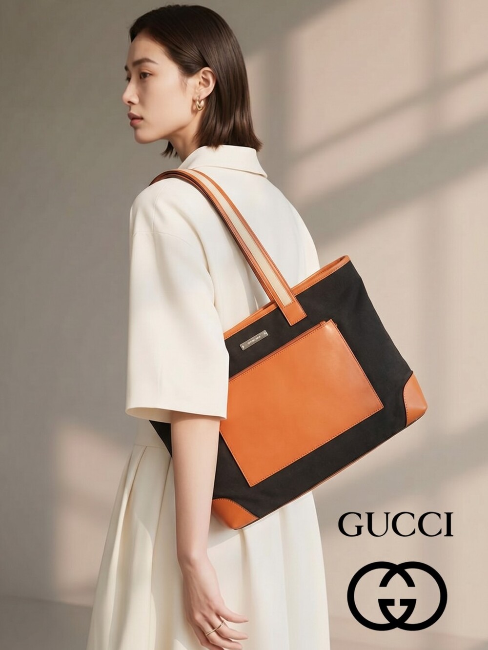 Auth Gucci Micro GG Canvas/Leather Brown 019.04565 1956 Tote Bag